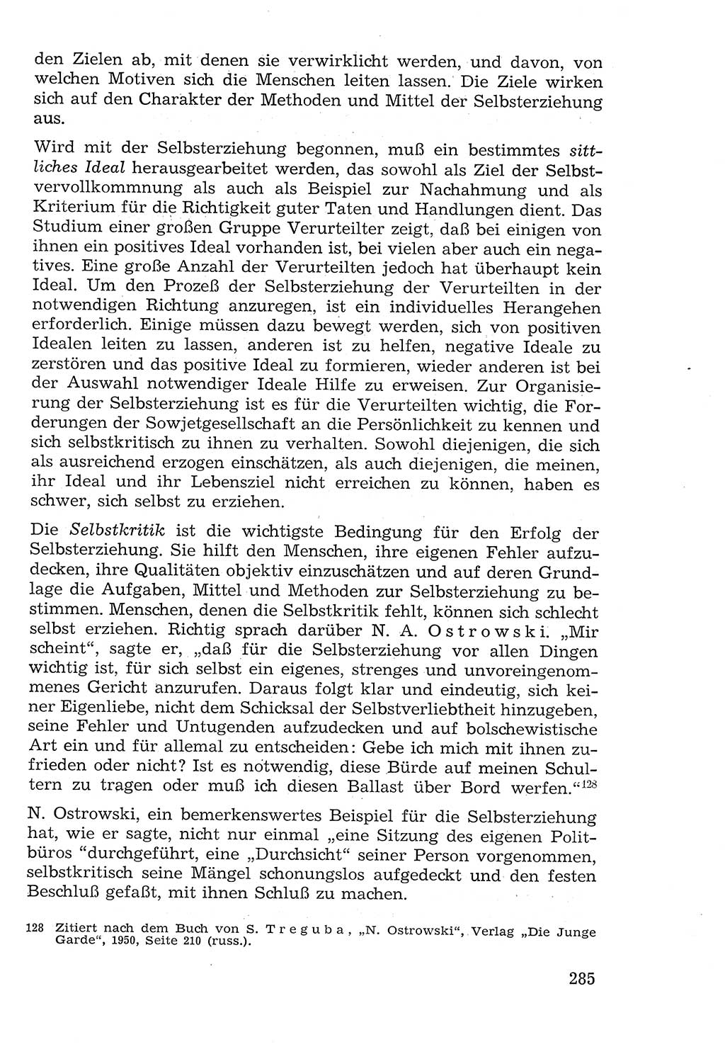 Lehrbuch der Strafvollzugspädagogik [Deutsche Demokratische Republik (DDR)] 1969, Seite 285 (Lb. SV-Pd. DDR 1969, S. 285)