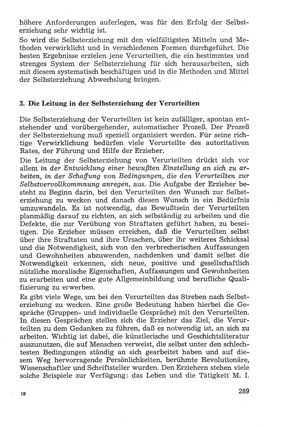 Lehrbuch der Strafvollzugspädagogik [Deutsche Demokratische Republik (DDR)] 1969, Seite 289 (Lb. SV-Pd. DDR 1969, S. 289)