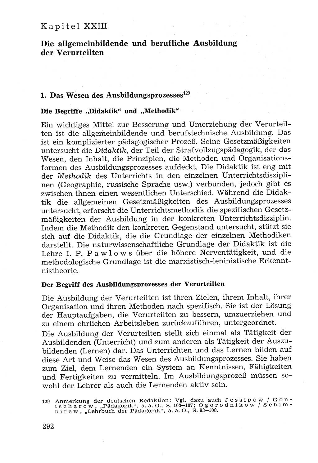 Lehrbuch der Strafvollzugspädagogik [Deutsche Demokratische Republik (DDR)] 1969, Seite 292 (Lb. SV-Pd. DDR 1969, S. 292)