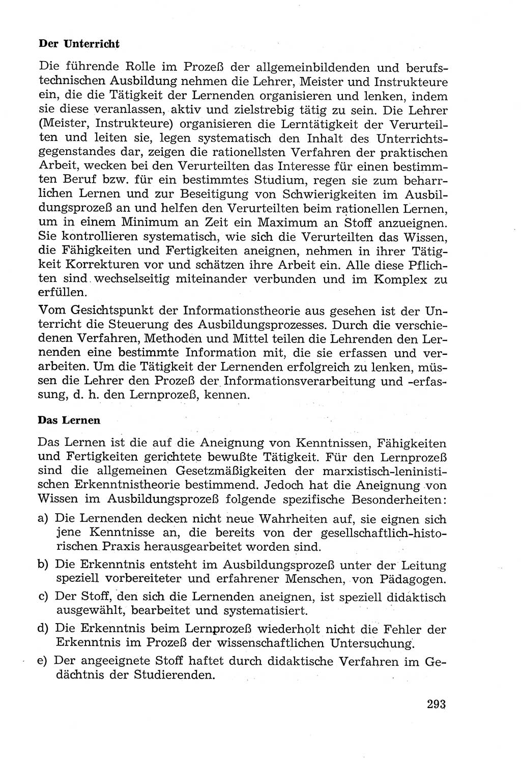 Lehrbuch der Strafvollzugspädagogik [Deutsche Demokratische Republik (DDR)] 1969, Seite 293 (Lb. SV-Pd. DDR 1969, S. 293)