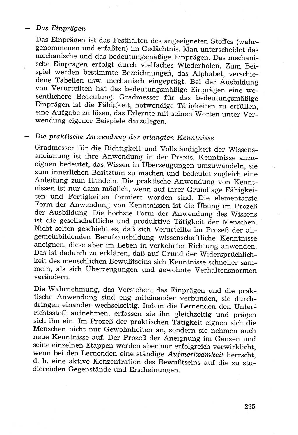Lehrbuch der Strafvollzugspädagogik [Deutsche Demokratische Republik (DDR)] 1969, Seite 295 (Lb. SV-Pd. DDR 1969, S. 295)