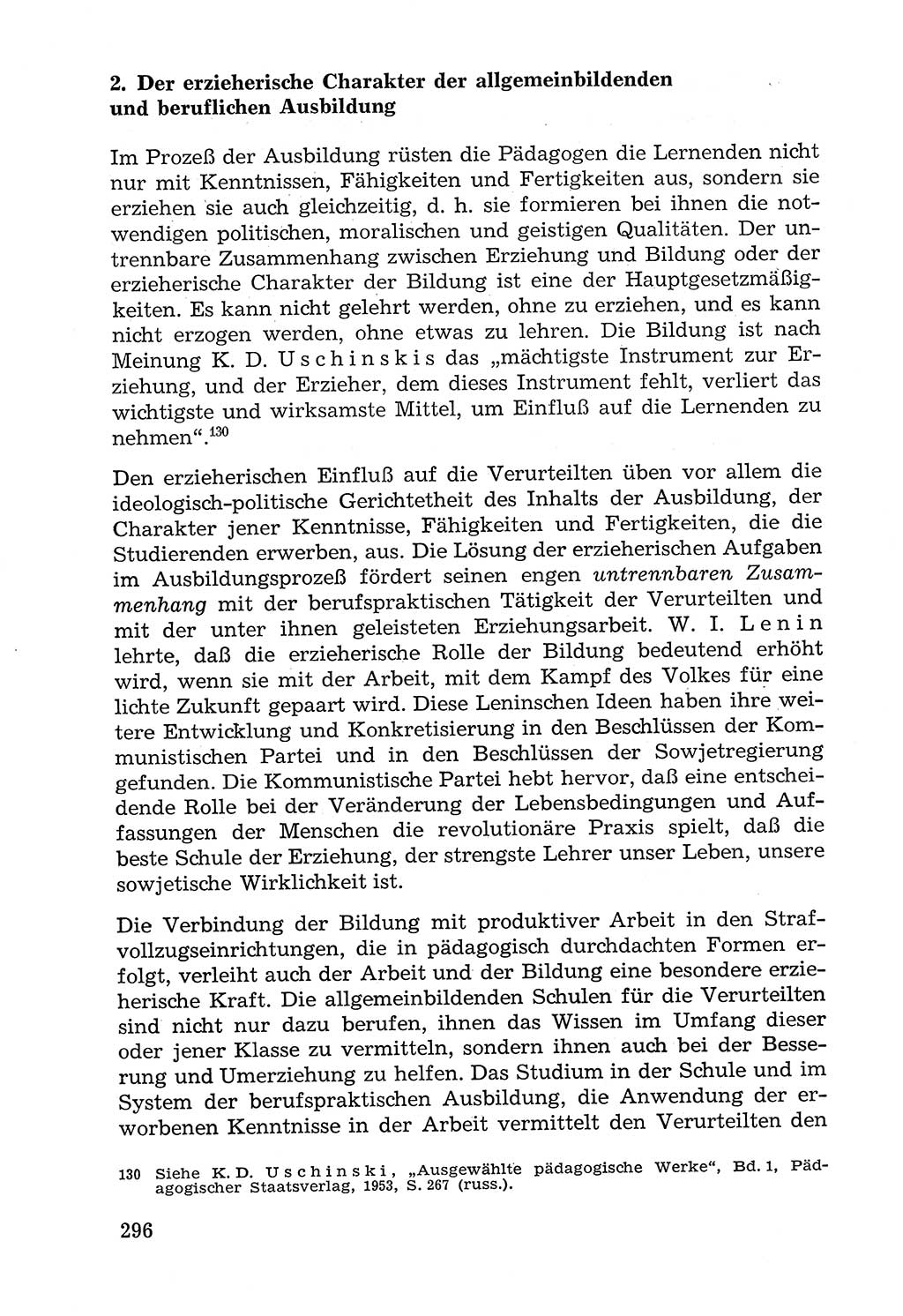 Lehrbuch der Strafvollzugspädagogik [Deutsche Demokratische Republik (DDR)] 1969, Seite 296 (Lb. SV-Pd. DDR 1969, S. 296)