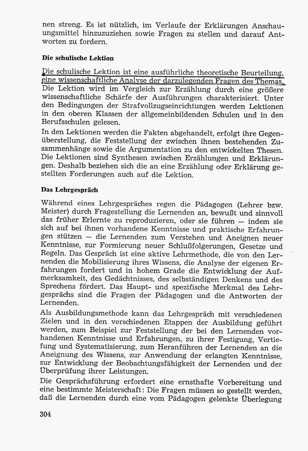 Lehrbuch der Strafvollzugspädagogik [Deutsche Demokratische Republik (DDR)] 1969, Seite 304 (Lb. SV-Pd. DDR 1969, S. 304)
