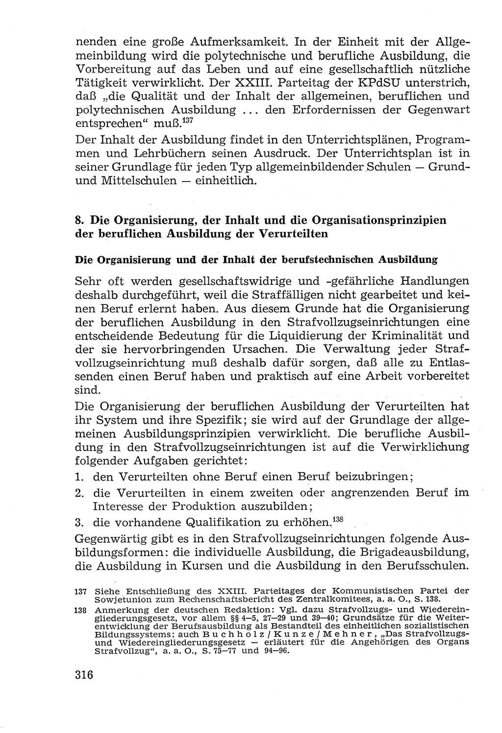 Lehrbuch der Strafvollzugspädagogik [Deutsche Demokratische Republik (DDR)] 1969, Seite 316 (Lb. SV-Pd. DDR 1969, S. 316)