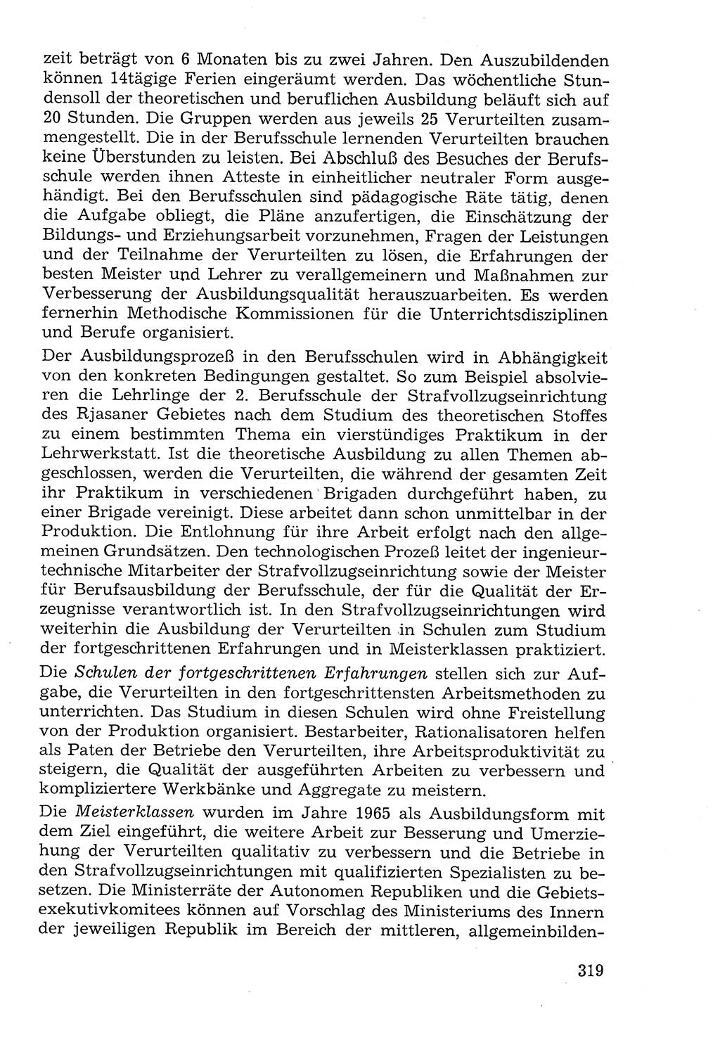Lehrbuch der Strafvollzugspädagogik [Deutsche Demokratische Republik (DDR)] 1969, Seite 319 (Lb. SV-Pd. DDR 1969, S. 319)