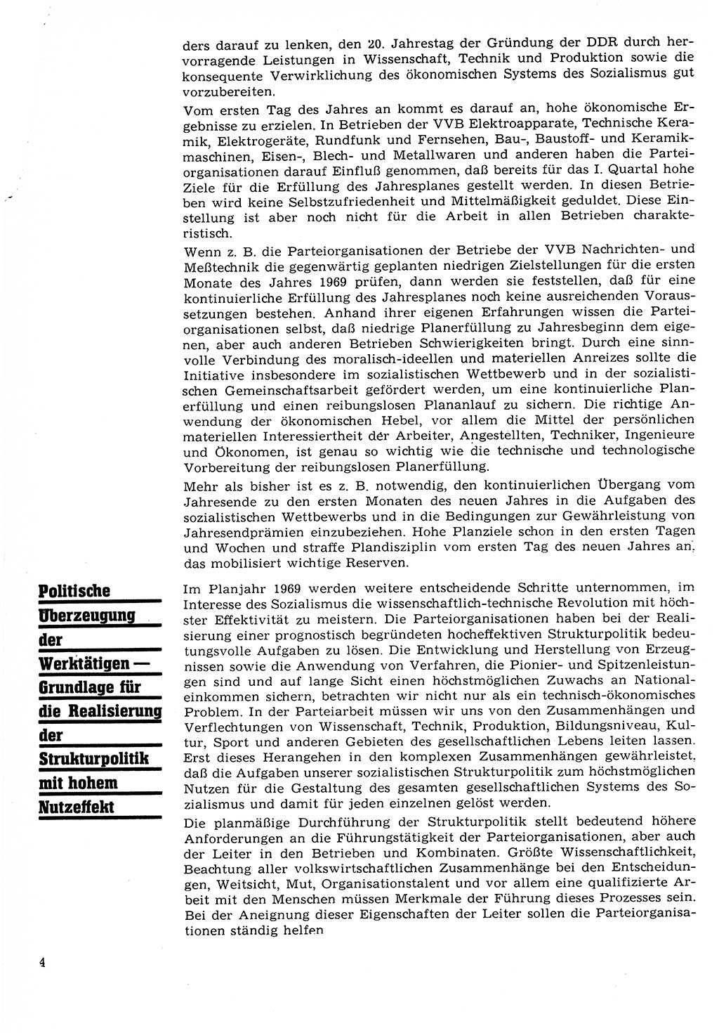 Neuer Weg (NW), Organ des Zentralkomitees (ZK) der SED (Sozialistische Einheitspartei Deutschlands) für Fragen des Parteilebens, 24. Jahrgang [Deutsche Demokratische Republik (DDR)] 1969, Seite 4 (NW ZK SED DDR 1969, S. 4)