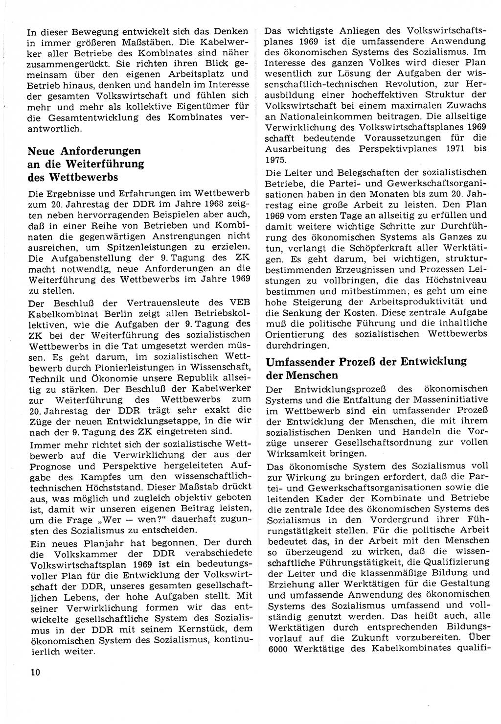 Neuer Weg (NW), Organ des Zentralkomitees (ZK) der SED (Sozialistische Einheitspartei Deutschlands) für Fragen des Parteilebens, 24. Jahrgang [Deutsche Demokratische Republik (DDR)] 1969, Seite 10 (NW ZK SED DDR 1969, S. 10)