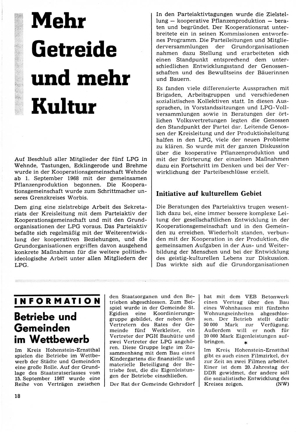 Neuer Weg (NW), Organ des Zentralkomitees (ZK) der SED (Sozialistische Einheitspartei Deutschlands) für Fragen des Parteilebens, 24. Jahrgang [Deutsche Demokratische Republik (DDR)] 1969, Seite 18 (NW ZK SED DDR 1969, S. 18)