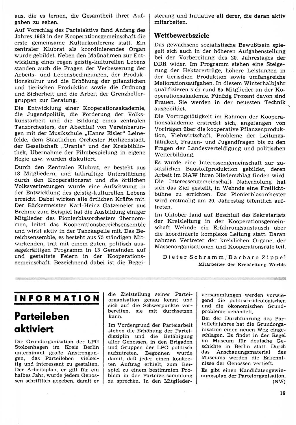 Neuer Weg (NW), Organ des Zentralkomitees (ZK) der SED (Sozialistische Einheitspartei Deutschlands) für Fragen des Parteilebens, 24. Jahrgang [Deutsche Demokratische Republik (DDR)] 1969, Seite 19 (NW ZK SED DDR 1969, S. 19)