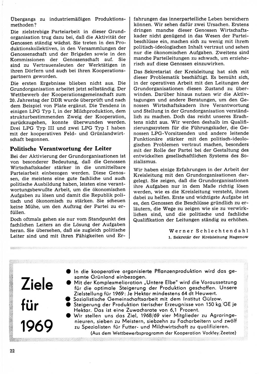Neuer Weg (NW), Organ des Zentralkomitees (ZK) der SED (Sozialistische Einheitspartei Deutschlands) für Fragen des Parteilebens, 24. Jahrgang [Deutsche Demokratische Republik (DDR)] 1969, Seite 22 (NW ZK SED DDR 1969, S. 22)