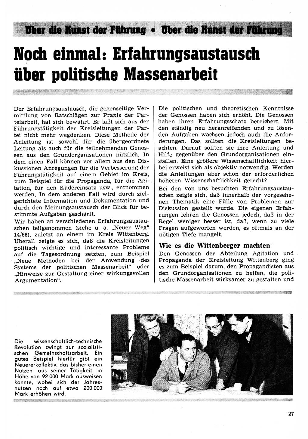 Neuer Weg (NW), Organ des Zentralkomitees (ZK) der SED (Sozialistische Einheitspartei Deutschlands) für Fragen des Parteilebens, 24. Jahrgang [Deutsche Demokratische Republik (DDR)] 1969, Seite 27 (NW ZK SED DDR 1969, S. 27)