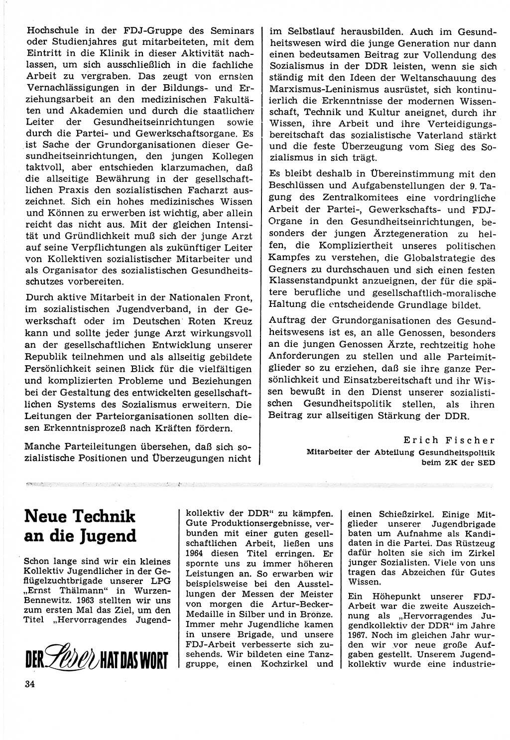 Neuer Weg (NW), Organ des Zentralkomitees (ZK) der SED (Sozialistische Einheitspartei Deutschlands) für Fragen des Parteilebens, 24. Jahrgang [Deutsche Demokratische Republik (DDR)] 1969, Seite 34 (NW ZK SED DDR 1969, S. 34)