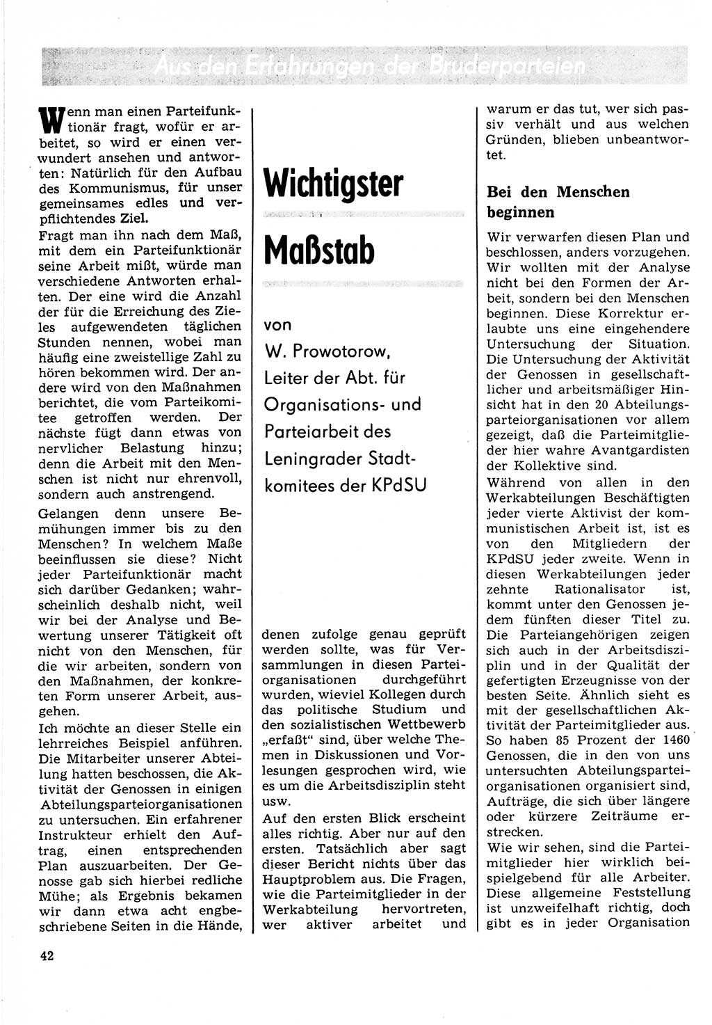 Neuer Weg (NW), Organ des Zentralkomitees (ZK) der SED (Sozialistische Einheitspartei Deutschlands) für Fragen des Parteilebens, 24. Jahrgang [Deutsche Demokratische Republik (DDR)] 1969, Seite 42 (NW ZK SED DDR 1969, S. 42)