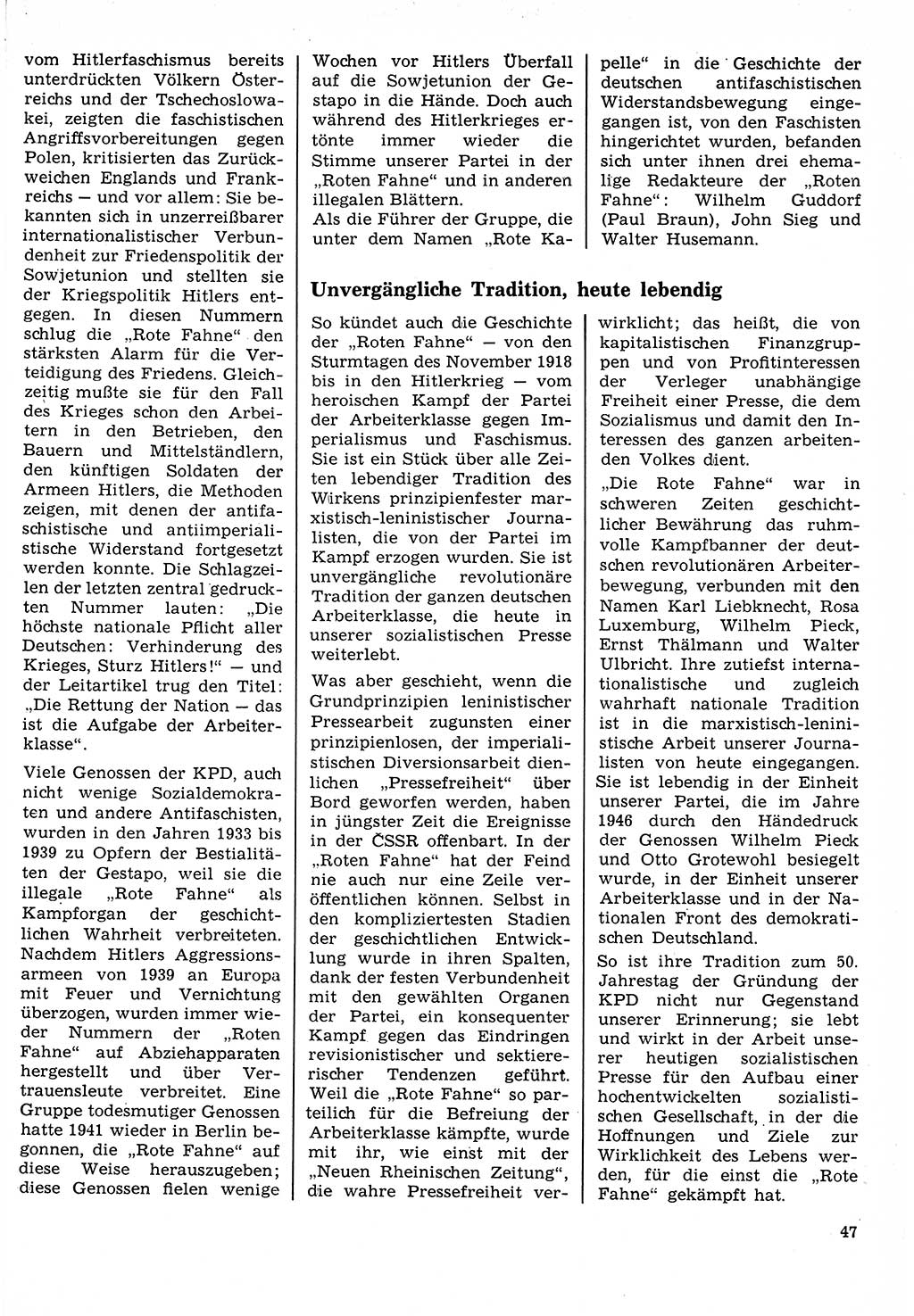 Neuer Weg (NW), Organ des Zentralkomitees (ZK) der SED (Sozialistische Einheitspartei Deutschlands) für Fragen des Parteilebens, 24. Jahrgang [Deutsche Demokratische Republik (DDR)] 1969, Seite 47 (NW ZK SED DDR 1969, S. 47)