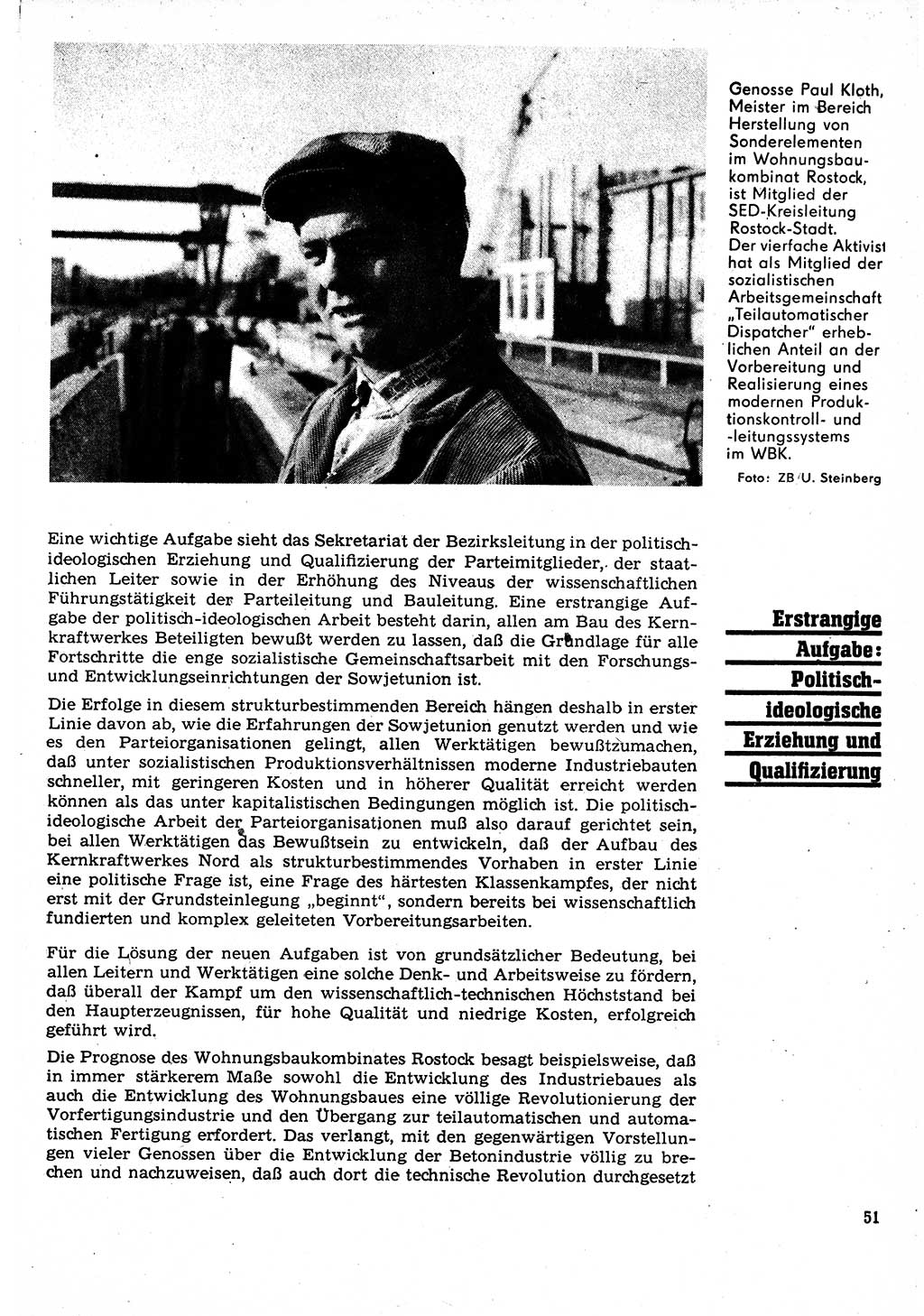 Neuer Weg (NW), Organ des Zentralkomitees (ZK) der SED (Sozialistische Einheitspartei Deutschlands) für Fragen des Parteilebens, 24. Jahrgang [Deutsche Demokratische Republik (DDR)] 1969, Seite 51 (NW ZK SED DDR 1969, S. 51)
