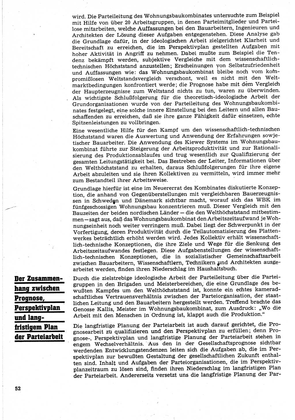 Neuer Weg (NW), Organ des Zentralkomitees (ZK) der SED (Sozialistische Einheitspartei Deutschlands) für Fragen des Parteilebens, 24. Jahrgang [Deutsche Demokratische Republik (DDR)] 1969, Seite 52 (NW ZK SED DDR 1969, S. 52)
