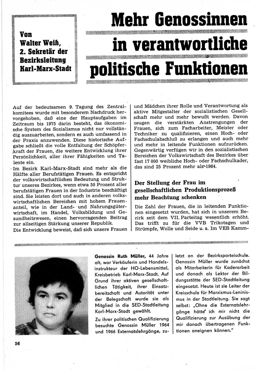Neuer Weg (NW), Organ des Zentralkomitees (ZK) der SED (Sozialistische Einheitspartei Deutschlands) für Fragen des Parteilebens, 24. Jahrgang [Deutsche Demokratische Republik (DDR)] 1969, Seite 56 (NW ZK SED DDR 1969, S. 56)