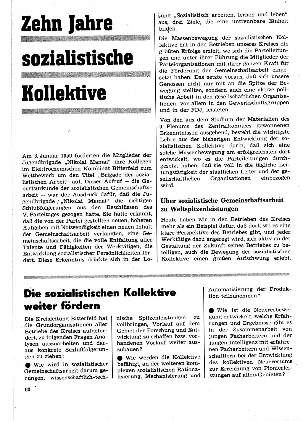Neuer Weg (NW), Organ des Zentralkomitees (ZK) der SED (Sozialistische Einheitspartei Deutschlands) für Fragen des Parteilebens, 24. Jahrgang [Deutsche Demokratische Republik (DDR)] 1969, Seite 60 (NW ZK SED DDR 1969, S. 60)