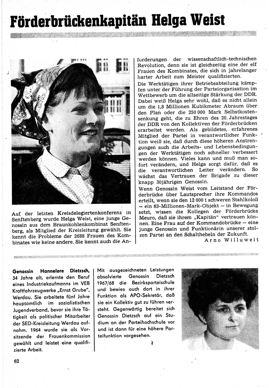 Neuer Weg (NW), Organ des Zentralkomitees (ZK) der SED (Sozialistische Einheitspartei Deutschlands) für Fragen des Parteilebens, 24. Jahrgang [Deutsche Demokratische Republik (DDR)] 1969, Seite 62 (NW ZK SED DDR 1969, S. 62)