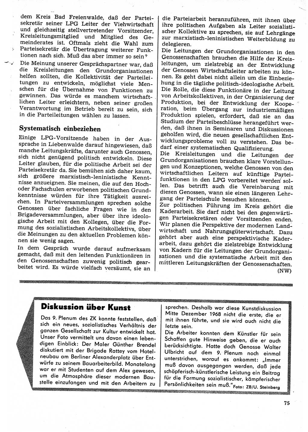 Neuer Weg (NW), Organ des Zentralkomitees (ZK) der SED (Sozialistische Einheitspartei Deutschlands) für Fragen des Parteilebens, 24. Jahrgang [Deutsche Demokratische Republik (DDR)] 1969, Seite 75 (NW ZK SED DDR 1969, S. 75)