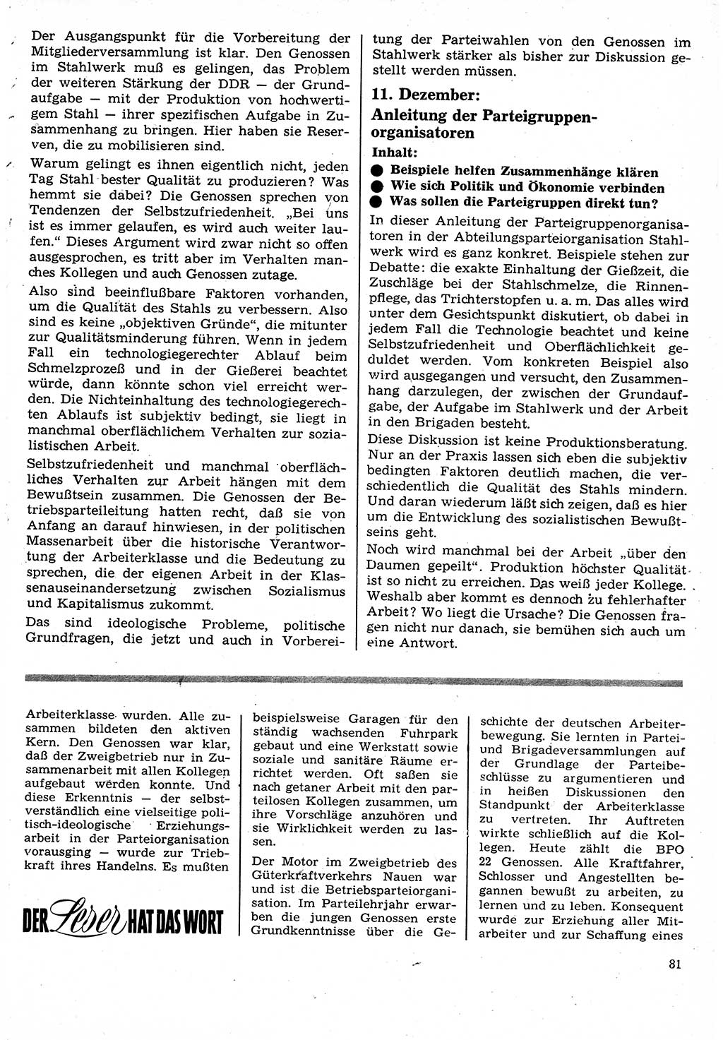 Neuer Weg (NW), Organ des Zentralkomitees (ZK) der SED (Sozialistische Einheitspartei Deutschlands) für Fragen des Parteilebens, 24. Jahrgang [Deutsche Demokratische Republik (DDR)] 1969, Seite 81 (NW ZK SED DDR 1969, S. 81)