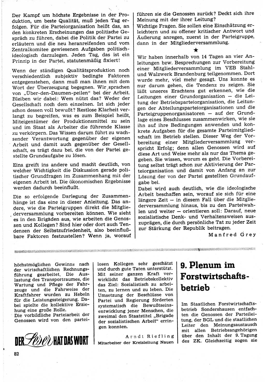 Neuer Weg (NW), Organ des Zentralkomitees (ZK) der SED (Sozialistische Einheitspartei Deutschlands) für Fragen des Parteilebens, 24. Jahrgang [Deutsche Demokratische Republik (DDR)] 1969, Seite 82 (NW ZK SED DDR 1969, S. 82)