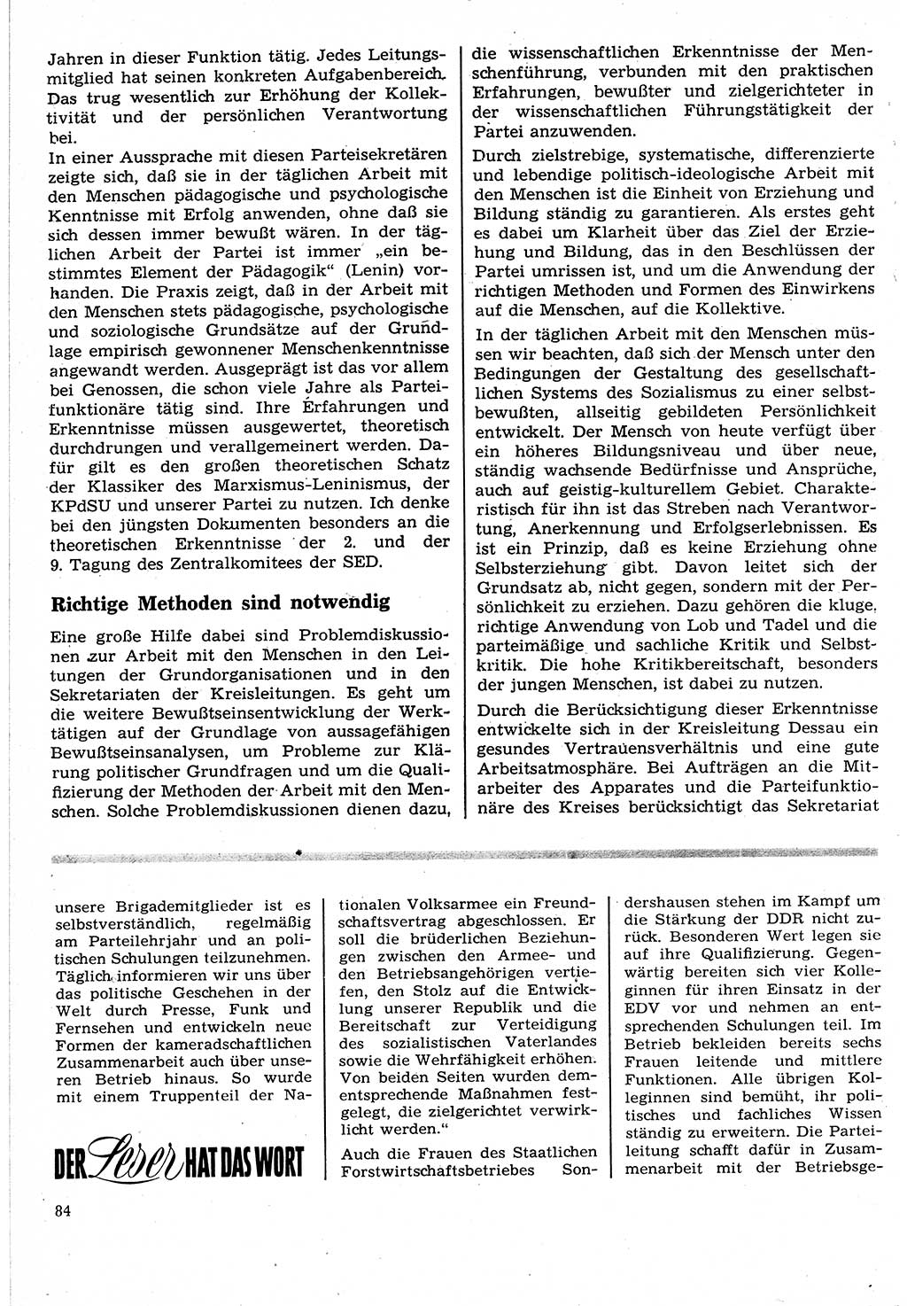 Neuer Weg (NW), Organ des Zentralkomitees (ZK) der SED (Sozialistische Einheitspartei Deutschlands) für Fragen des Parteilebens, 24. Jahrgang [Deutsche Demokratische Republik (DDR)] 1969, Seite 84 (NW ZK SED DDR 1969, S. 84)