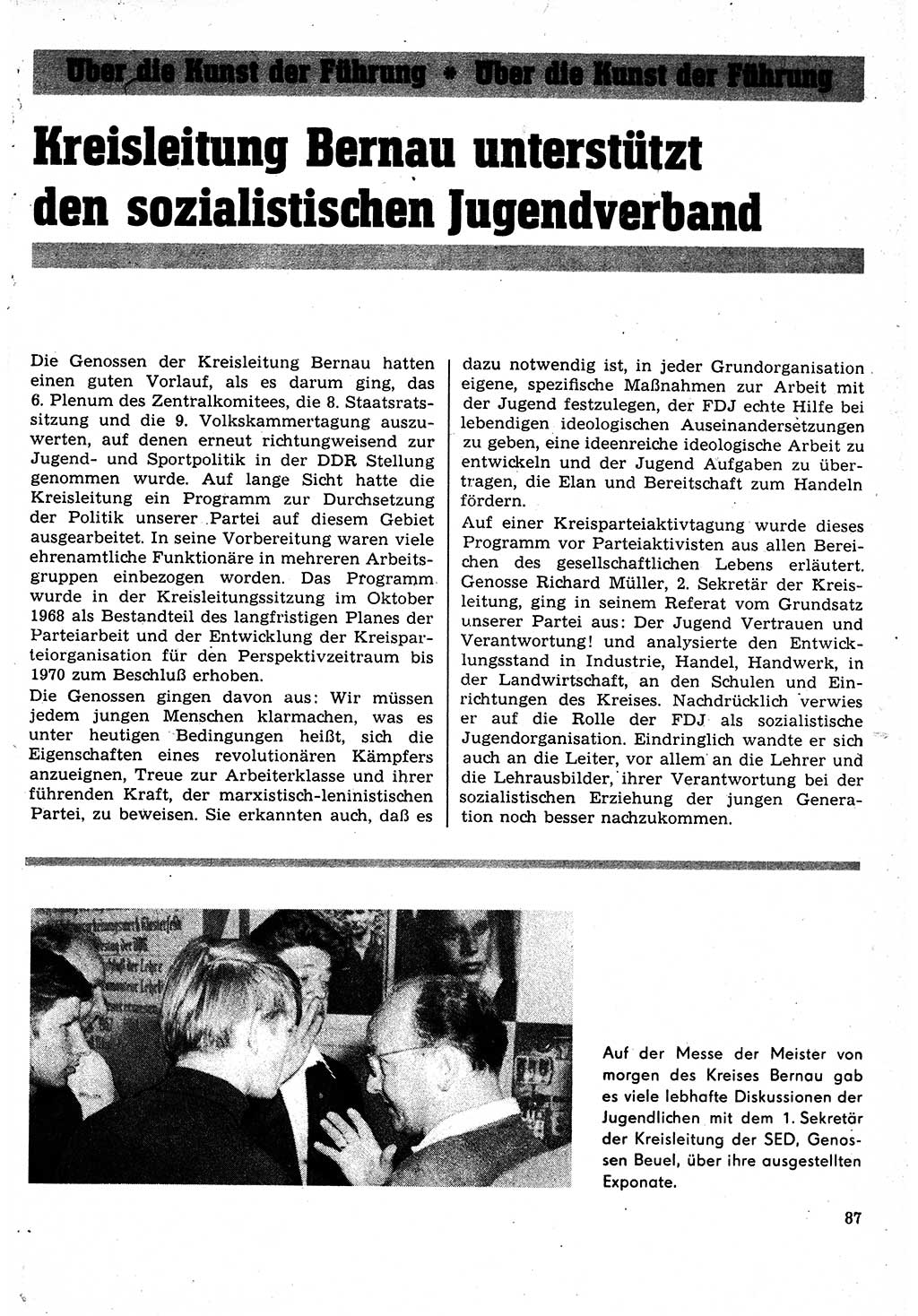 Neuer Weg (NW), Organ des Zentralkomitees (ZK) der SED (Sozialistische Einheitspartei Deutschlands) für Fragen des Parteilebens, 24. Jahrgang [Deutsche Demokratische Republik (DDR)] 1969, Seite 87 (NW ZK SED DDR 1969, S. 87)