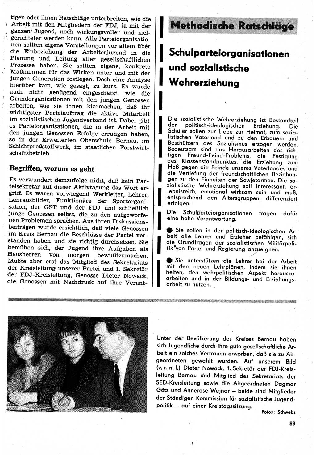 Neuer Weg (NW), Organ des Zentralkomitees (ZK) der SED (Sozialistische Einheitspartei Deutschlands) für Fragen des Parteilebens, 24. Jahrgang [Deutsche Demokratische Republik (DDR)] 1969, Seite 89 (NW ZK SED DDR 1969, S. 89)