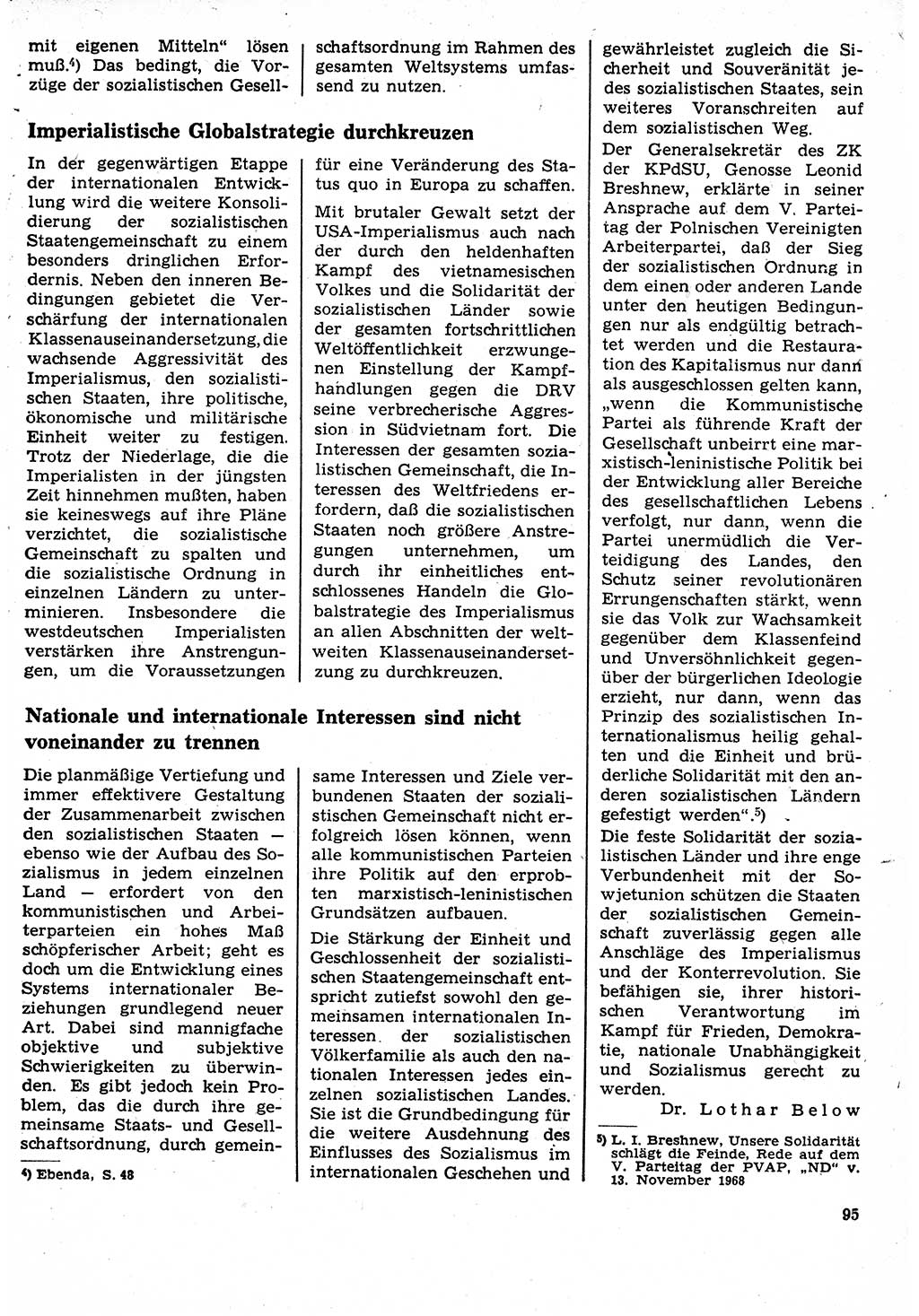 Neuer Weg (NW), Organ des Zentralkomitees (ZK) der SED (Sozialistische Einheitspartei Deutschlands) für Fragen des Parteilebens, 24. Jahrgang [Deutsche Demokratische Republik (DDR)] 1969, Seite 95 (NW ZK SED DDR 1969, S. 95)