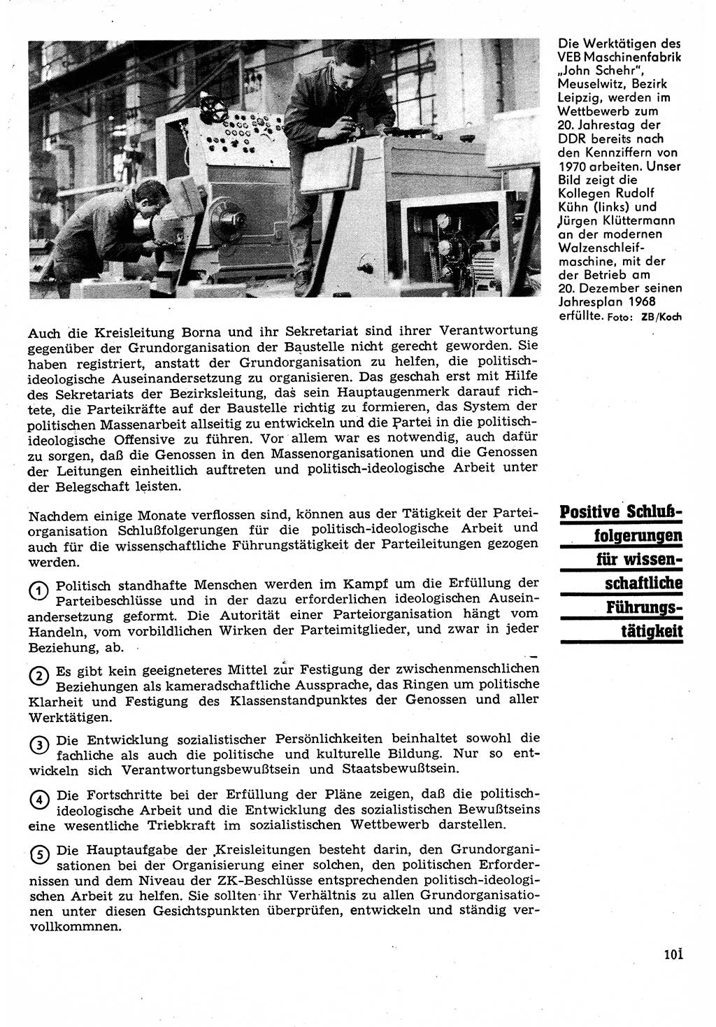 Neuer Weg (NW), Organ des Zentralkomitees (ZK) der SED (Sozialistische Einheitspartei Deutschlands) für Fragen des Parteilebens, 24. Jahrgang [Deutsche Demokratische Republik (DDR)] 1969, Seite 101 (NW ZK SED DDR 1969, S. 101)