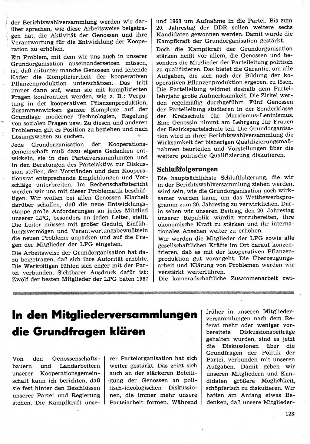 Neuer Weg (NW), Organ des Zentralkomitees (ZK) der SED (Sozialistische Einheitspartei Deutschlands) für Fragen des Parteilebens, 24. Jahrgang [Deutsche Demokratische Republik (DDR)] 1969, Seite 123 (NW ZK SED DDR 1969, S. 123)