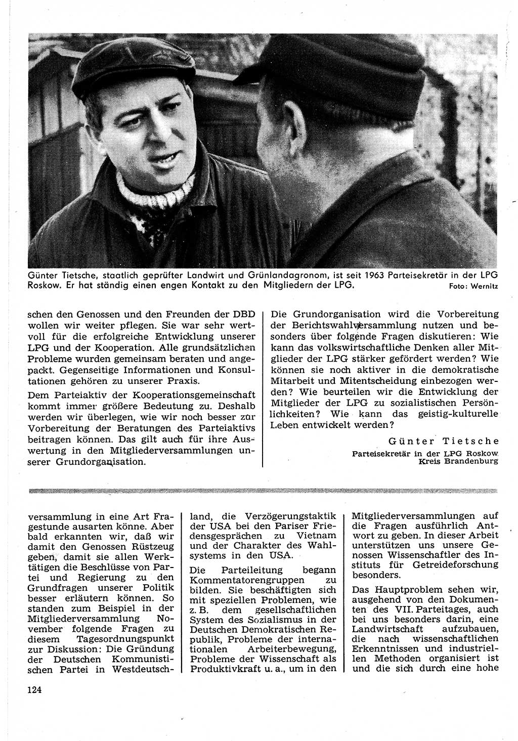 Neuer Weg (NW), Organ des Zentralkomitees (ZK) der SED (Sozialistische Einheitspartei Deutschlands) für Fragen des Parteilebens, 24. Jahrgang [Deutsche Demokratische Republik (DDR)] 1969, Seite 124 (NW ZK SED DDR 1969, S. 124)