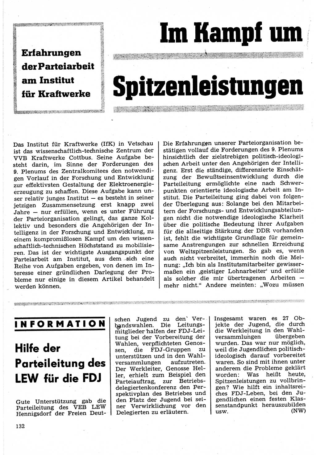 Neuer Weg (NW), Organ des Zentralkomitees (ZK) der SED (Sozialistische Einheitspartei Deutschlands) für Fragen des Parteilebens, 24. Jahrgang [Deutsche Demokratische Republik (DDR)] 1969, Seite 132 (NW ZK SED DDR 1969, S. 132)