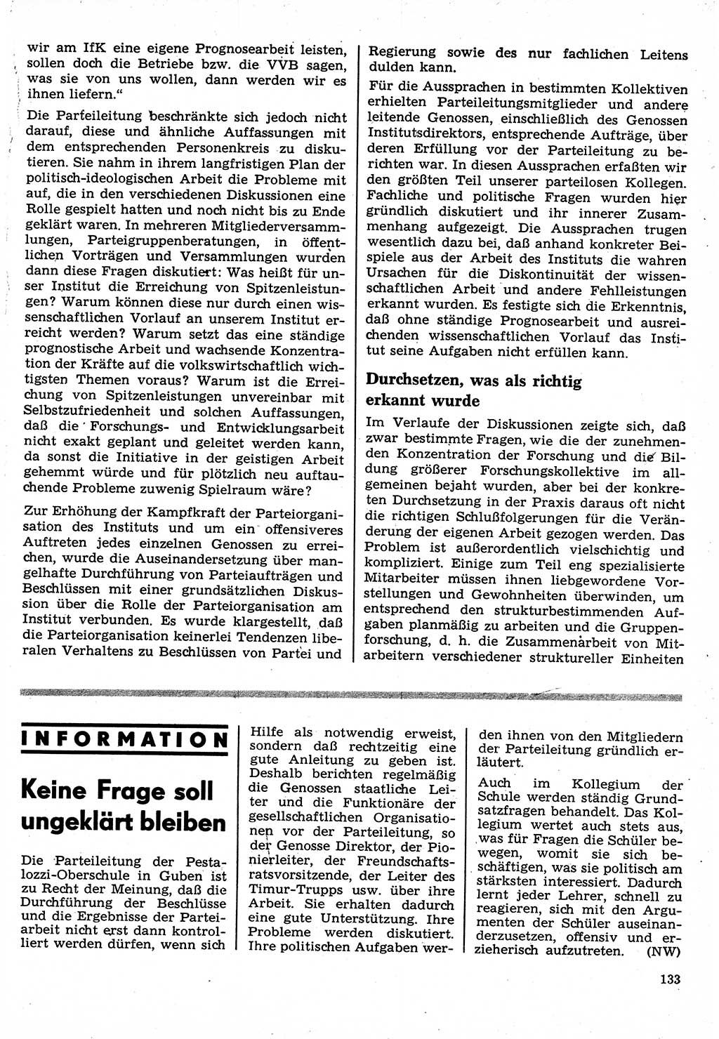 Neuer Weg (NW), Organ des Zentralkomitees (ZK) der SED (Sozialistische Einheitspartei Deutschlands) für Fragen des Parteilebens, 24. Jahrgang [Deutsche Demokratische Republik (DDR)] 1969, Seite 133 (NW ZK SED DDR 1969, S. 133)