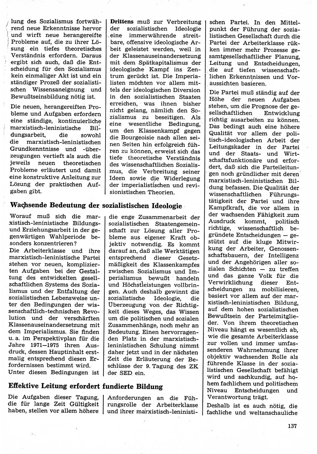 Neuer Weg (NW), Organ des Zentralkomitees (ZK) der SED (Sozialistische Einheitspartei Deutschlands) für Fragen des Parteilebens, 24. Jahrgang [Deutsche Demokratische Republik (DDR)] 1969, Seite 137 (NW ZK SED DDR 1969, S. 137)