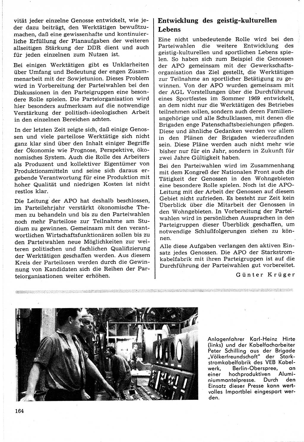 Neuer Weg (NW), Organ des Zentralkomitees (ZK) der SED (Sozialistische Einheitspartei Deutschlands) für Fragen des Parteilebens, 24. Jahrgang [Deutsche Demokratische Republik (DDR)] 1969, Seite 164 (NW ZK SED DDR 1969, S. 164)