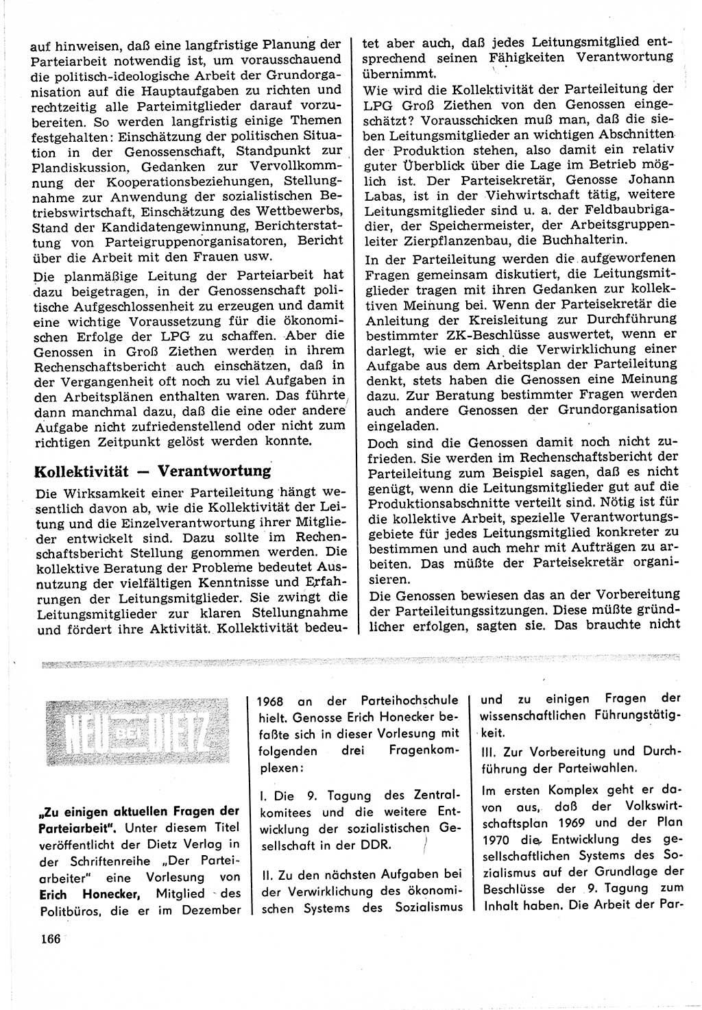 Neuer Weg (NW), Organ des Zentralkomitees (ZK) der SED (Sozialistische Einheitspartei Deutschlands) für Fragen des Parteilebens, 24. Jahrgang [Deutsche Demokratische Republik (DDR)] 1969, Seite 166 (NW ZK SED DDR 1969, S. 166)
