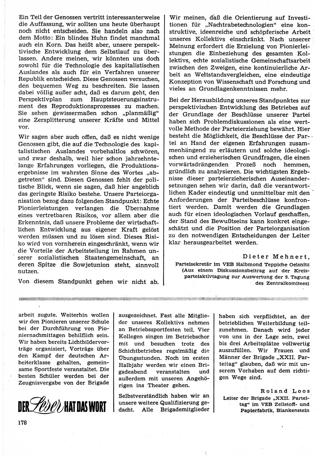 Neuer Weg (NW), Organ des Zentralkomitees (ZK) der SED (Sozialistische Einheitspartei Deutschlands) für Fragen des Parteilebens, 24. Jahrgang [Deutsche Demokratische Republik (DDR)] 1969, Seite 178 (NW ZK SED DDR 1969, S. 178)