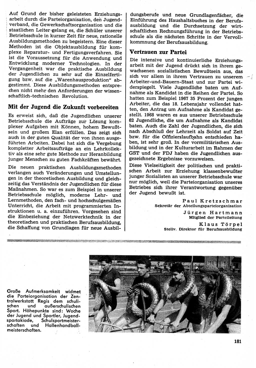 Neuer Weg (NW), Organ des Zentralkomitees (ZK) der SED (Sozialistische Einheitspartei Deutschlands) für Fragen des Parteilebens, 24. Jahrgang [Deutsche Demokratische Republik (DDR)] 1969, Seite 181 (NW ZK SED DDR 1969, S. 181)