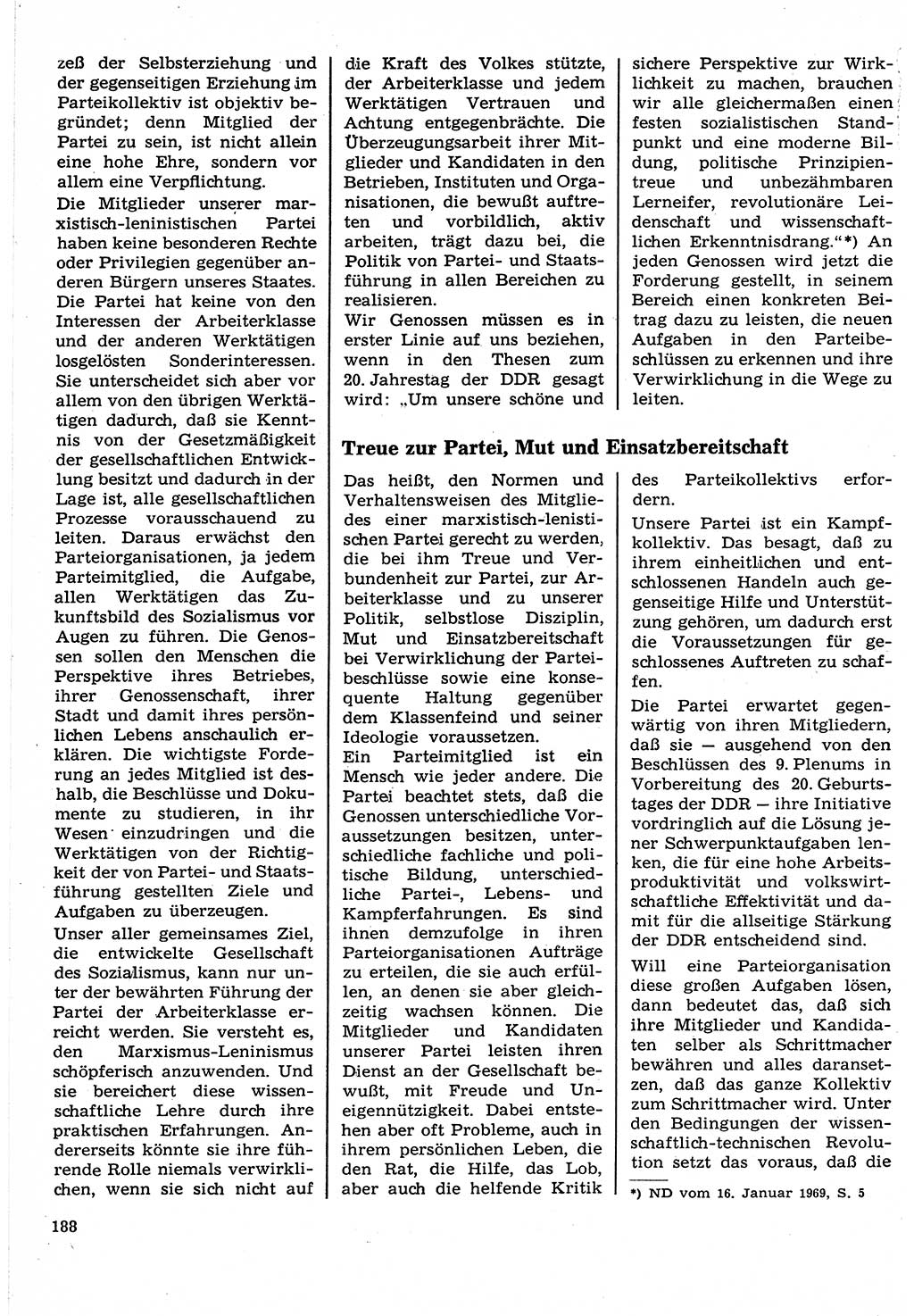 Neuer Weg (NW), Organ des Zentralkomitees (ZK) der SED (Sozialistische Einheitspartei Deutschlands) für Fragen des Parteilebens, 24. Jahrgang [Deutsche Demokratische Republik (DDR)] 1969, Seite 188 (NW ZK SED DDR 1969, S. 188)