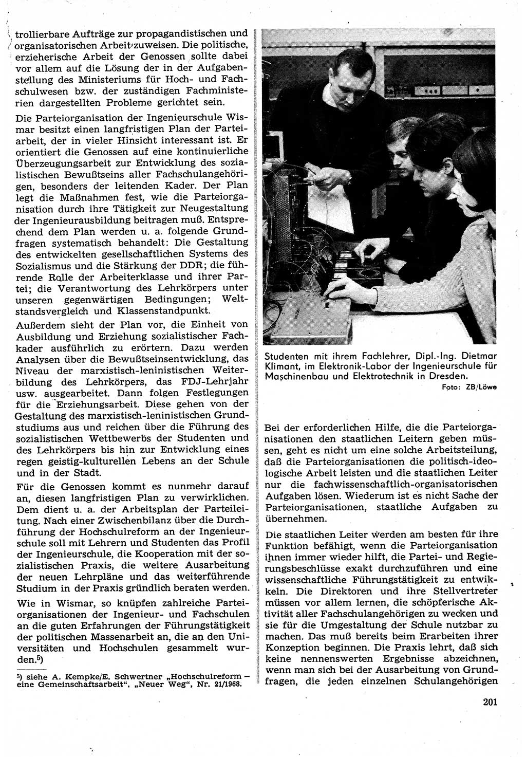 Neuer Weg (NW), Organ des Zentralkomitees (ZK) der SED (Sozialistische Einheitspartei Deutschlands) für Fragen des Parteilebens, 24. Jahrgang [Deutsche Demokratische Republik (DDR)] 1969, Seite 201 (NW ZK SED DDR 1969, S. 201)
