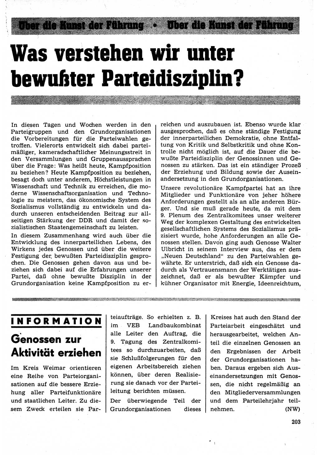Neuer Weg (NW), Organ des Zentralkomitees (ZK) der SED (Sozialistische Einheitspartei Deutschlands) für Fragen des Parteilebens, 24. Jahrgang [Deutsche Demokratische Republik (DDR)] 1969, Seite 203 (NW ZK SED DDR 1969, S. 203)