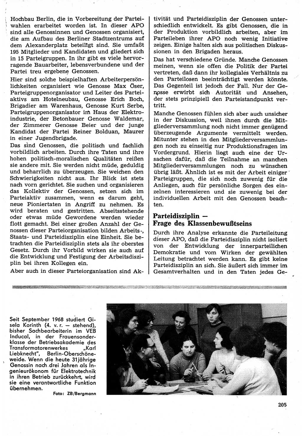 Neuer Weg (NW), Organ des Zentralkomitees (ZK) der SED (Sozialistische Einheitspartei Deutschlands) für Fragen des Parteilebens, 24. Jahrgang [Deutsche Demokratische Republik (DDR)] 1969, Seite 205 (NW ZK SED DDR 1969, S. 205)