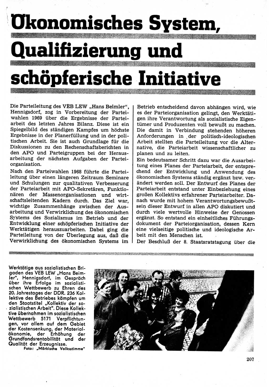 Neuer Weg (NW), Organ des Zentralkomitees (ZK) der SED (Sozialistische Einheitspartei Deutschlands) für Fragen des Parteilebens, 24. Jahrgang [Deutsche Demokratische Republik (DDR)] 1969, Seite 207 (NW ZK SED DDR 1969, S. 207)