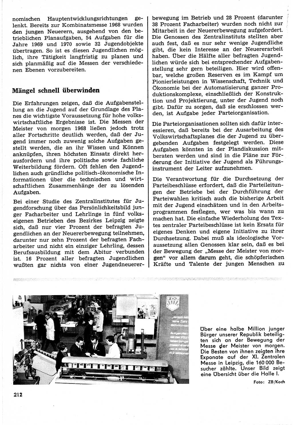 Neuer Weg (NW), Organ des Zentralkomitees (ZK) der SED (Sozialistische Einheitspartei Deutschlands) für Fragen des Parteilebens, 24. Jahrgang [Deutsche Demokratische Republik (DDR)] 1969, Seite 212 (NW ZK SED DDR 1969, S. 212)