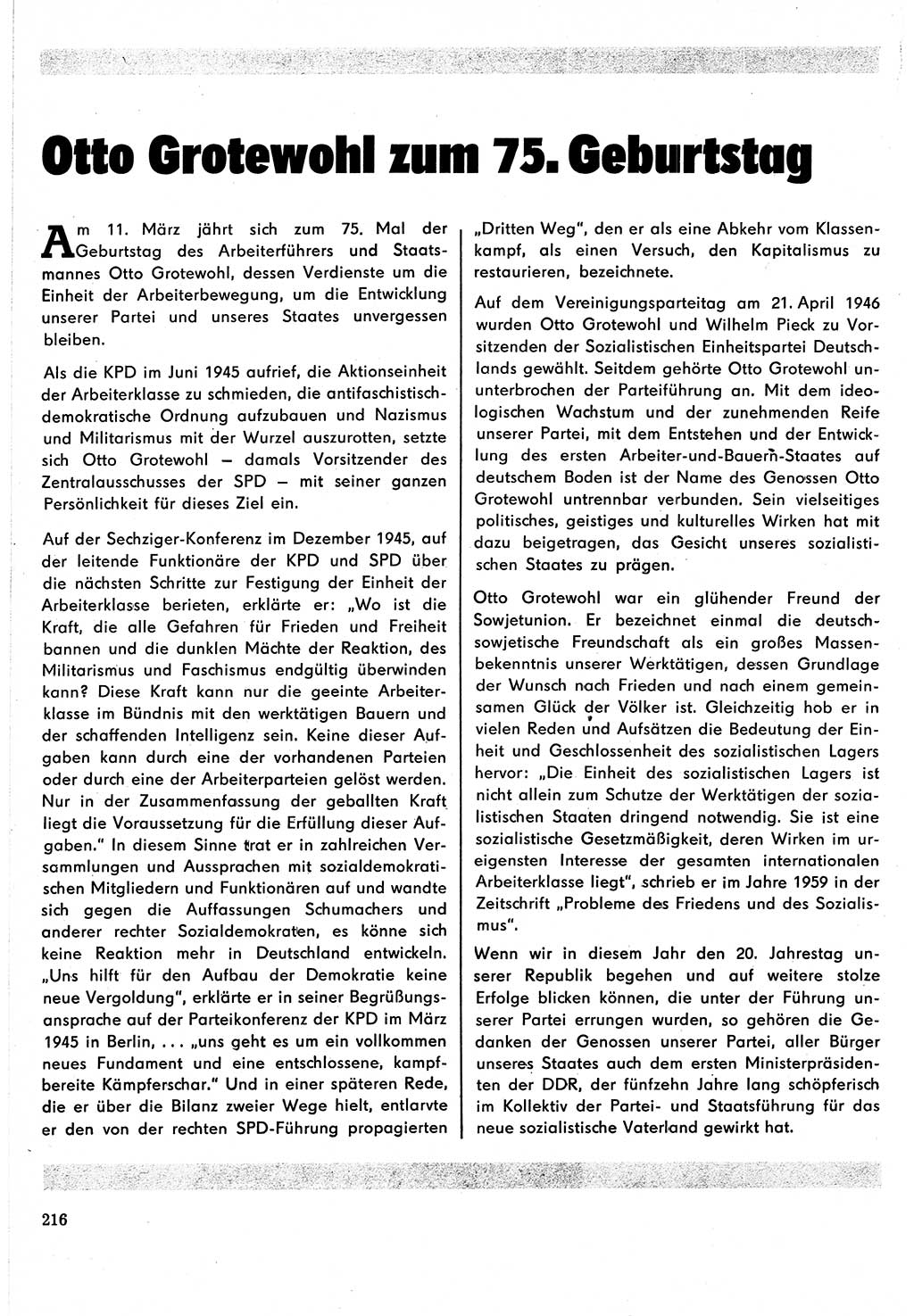 Neuer Weg (NW), Organ des Zentralkomitees (ZK) der SED (Sozialistische Einheitspartei Deutschlands) für Fragen des Parteilebens, 24. Jahrgang [Deutsche Demokratische Republik (DDR)] 1969, Seite 216 (NW ZK SED DDR 1969, S. 216)