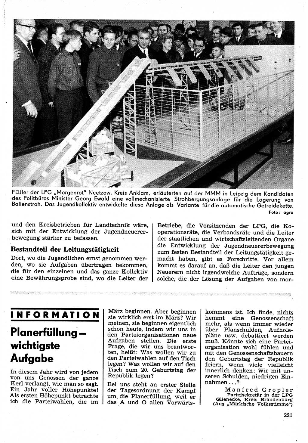 Neuer Weg (NW), Organ des Zentralkomitees (ZK) der SED (Sozialistische Einheitspartei Deutschlands) für Fragen des Parteilebens, 24. Jahrgang [Deutsche Demokratische Republik (DDR)] 1969, Seite 221 (NW ZK SED DDR 1969, S. 221)