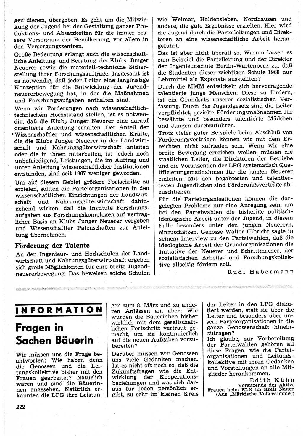 Neuer Weg (NW), Organ des Zentralkomitees (ZK) der SED (Sozialistische Einheitspartei Deutschlands) für Fragen des Parteilebens, 24. Jahrgang [Deutsche Demokratische Republik (DDR)] 1969, Seite 222 (NW ZK SED DDR 1969, S. 222)