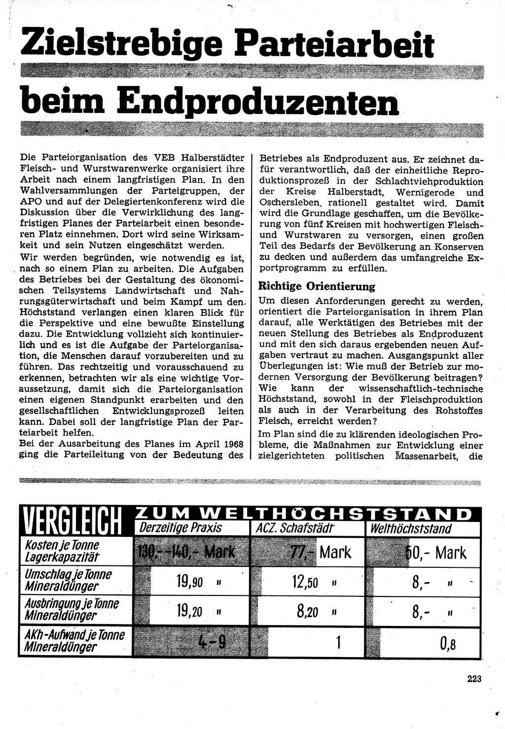 Neuer Weg (NW), Organ des Zentralkomitees (ZK) der SED (Sozialistische Einheitspartei Deutschlands) für Fragen des Parteilebens, 24. Jahrgang [Deutsche Demokratische Republik (DDR)] 1969, Seite 223 (NW ZK SED DDR 1969, S. 223)
